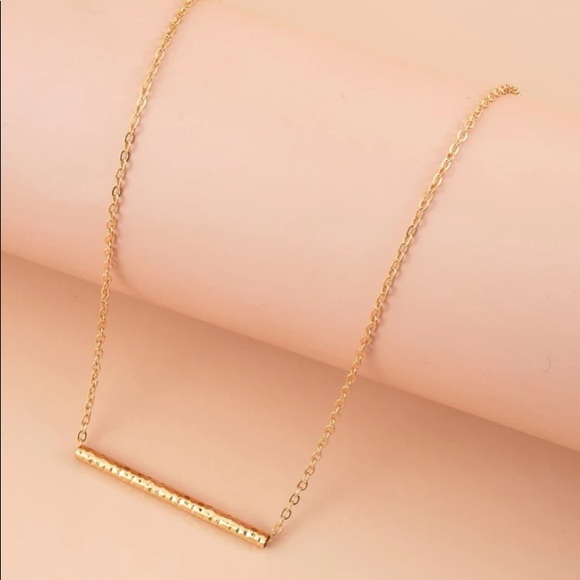 Gold Horizontal Bar Necklace w/Balance Motivational Card - Picture 3 of 4